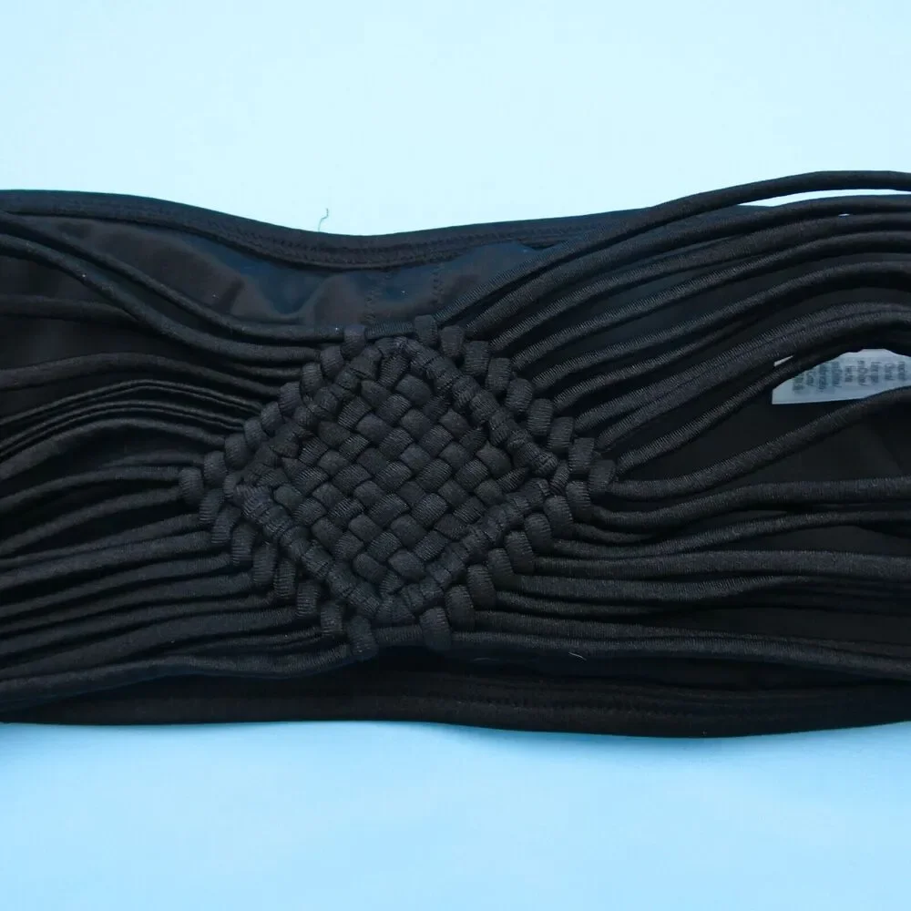 Victorias Secret Medium Black Bikini Top Padded Bandeau Strapless Swimwear Beach